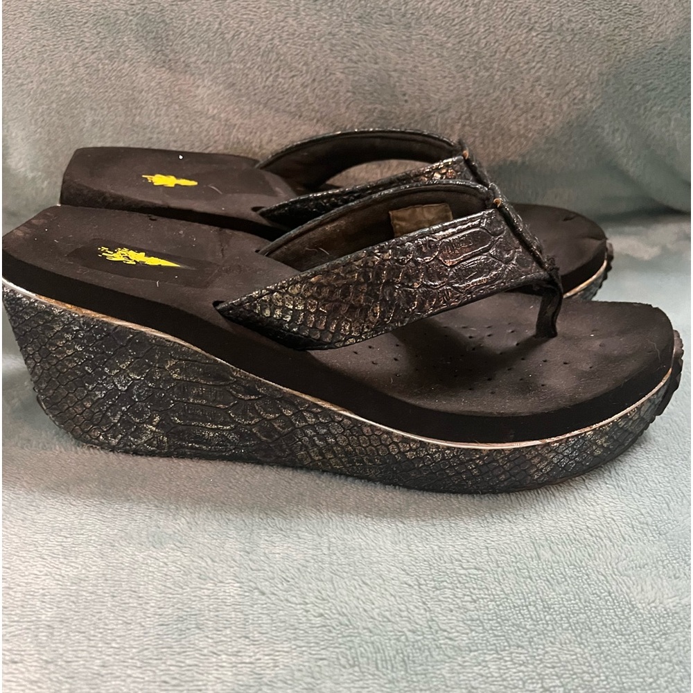 Ladies Volatile Flipflops, Size 6, Black Metallic… - image 1